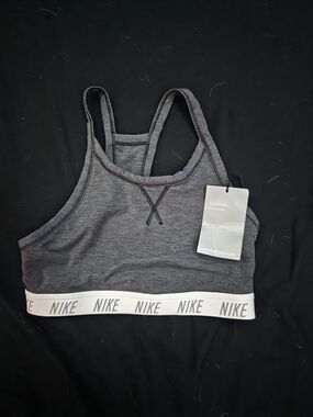 Nike Charcoal Grey Racerback Sports Bra with Branded Elastic Band